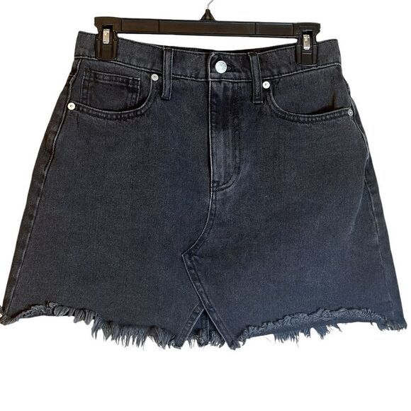 Madewell Black Ridge Denim A-Line Fringe Skirt Size 26 📦 - Picture 2 of 7